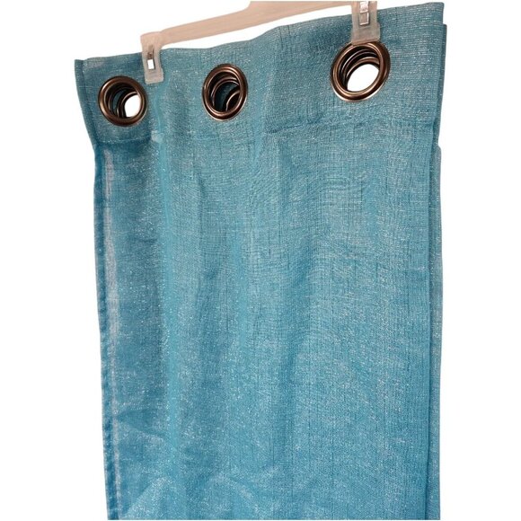 Teal Blue & Silver Metallic Shimmer Grommet Top (3) 36" X 84"‎ Panels  NWOT - Picture 4 of 8